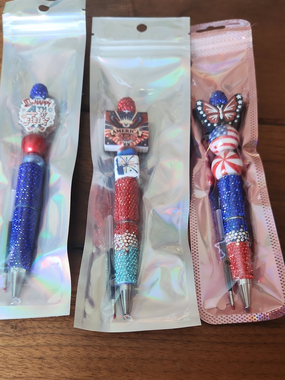 Festive Red, White & Blue Glitter Cake Topper Pen - Unbranded
